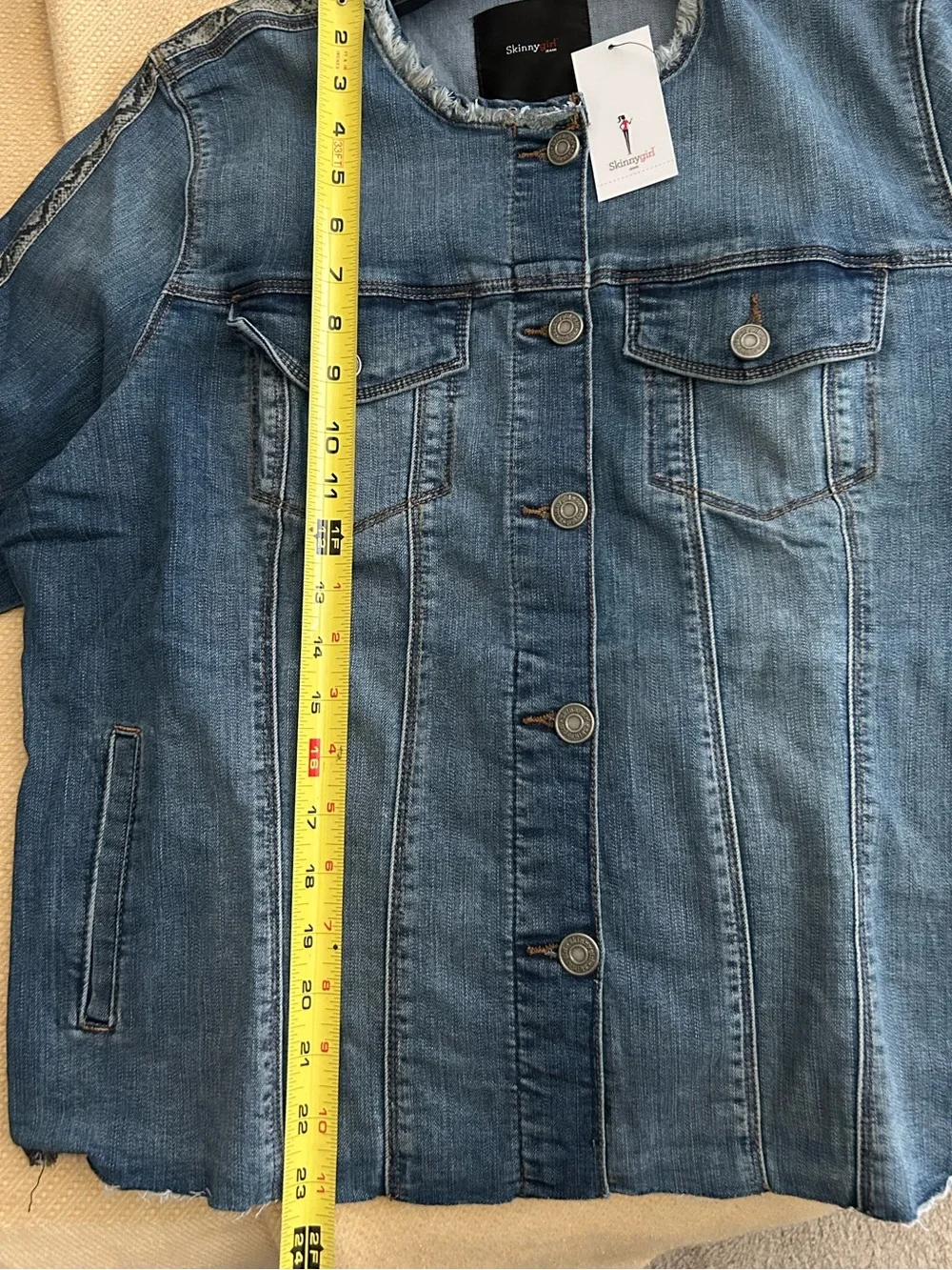 SKINNYGIRL NWT Denim Jean Jacket. P2P is 21 - Picture 5 of 8